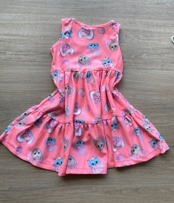 fernandaramoskids com br Vestido Infantil Feminino Curto Estampa de Bichinhos Pink Flúor 2