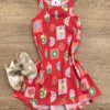 Vestido Infantil Feminino Curto Estampa de Frutas e Sorvetes Pink Fernanda Ramos Kids