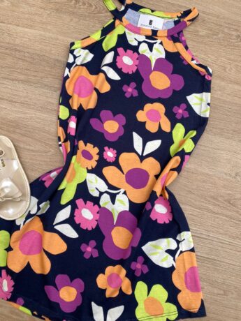 fernandaramoskids com br Vestido Infantil Feminino Curto Estampa Floral Preto 1