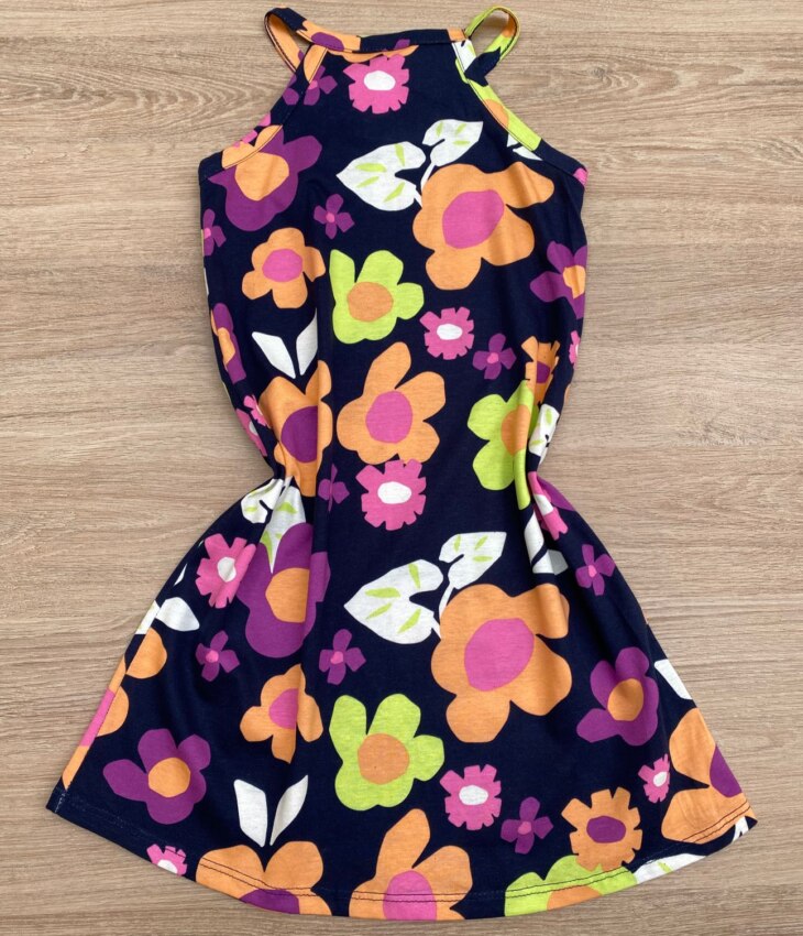 fernandaramoskids com br Vestido Infantil Feminino Curto Estampa Floral Preto 3