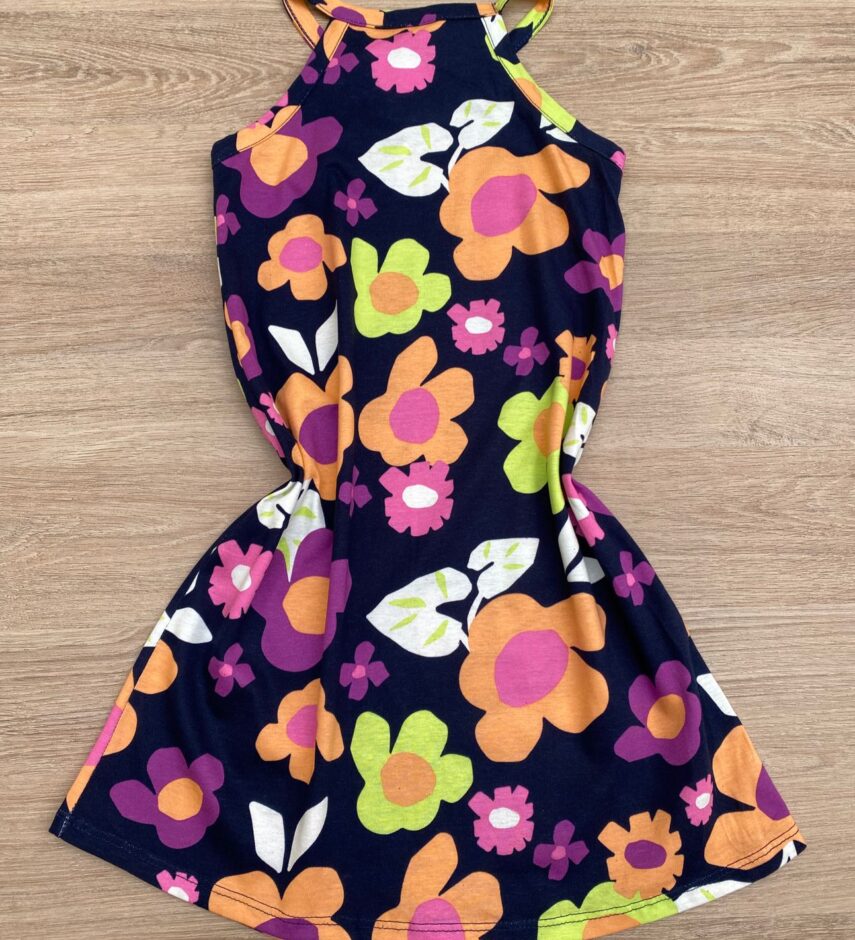 fernandaramoskids com br Vestido Infantil Feminino Curto Estampa Floral Preto 3