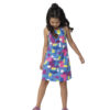 Vestido Infantil Feminino Curto Estampado Fundo Azul Fernanda ramos kids