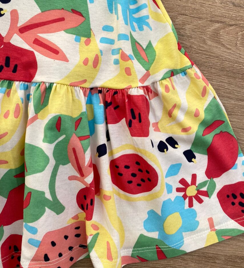 fernandaramoskids com br Vestido Infantil Feminino Curto Estampado Fundo Off White 1