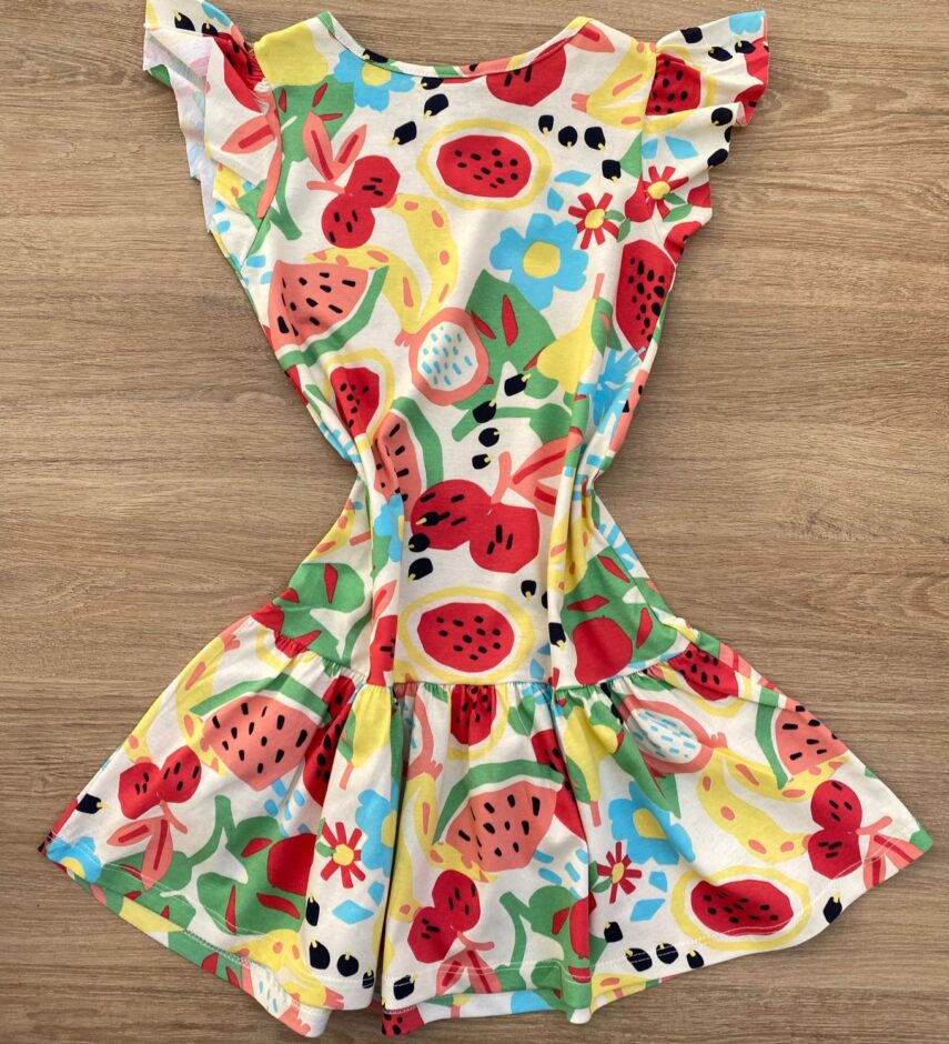fernandaramoskids com br Vestido Infantil Feminino Curto Estampado Fundo Off White 3