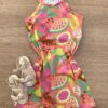 Vestido Infantil Feminino Curto Estampado Fundo Rosa Fernanda Ramos Kids