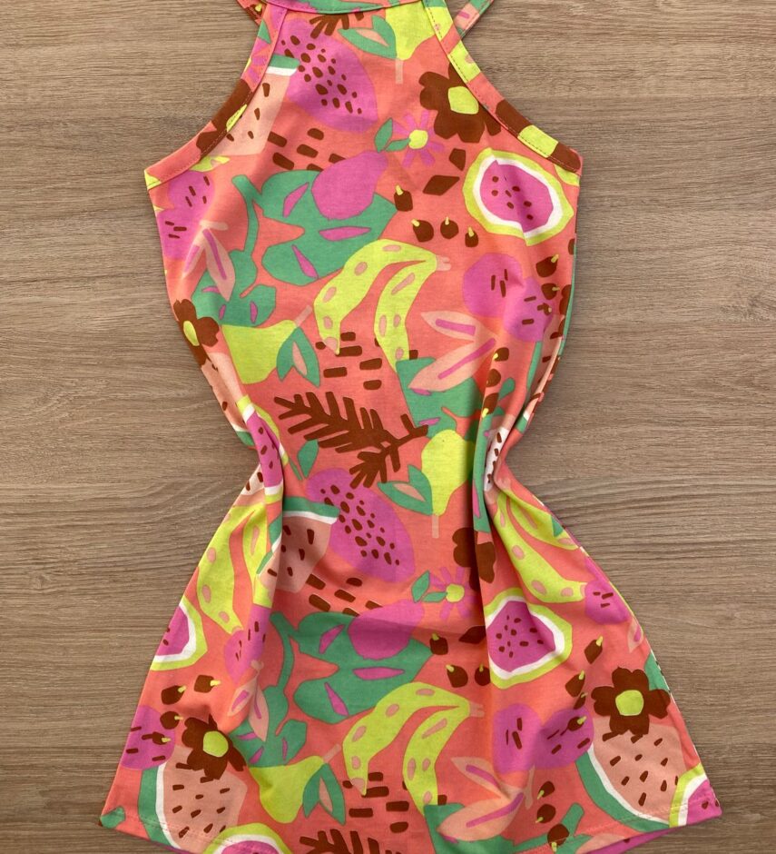 fernandaramoskids com br Vestido Infantil Feminino Curto Estampado Fundo Rosa 2