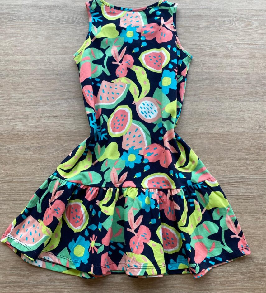 fernandaramoskids com br Vestido Infantil Feminino Curto Evase Estampa de Frutinhas 2