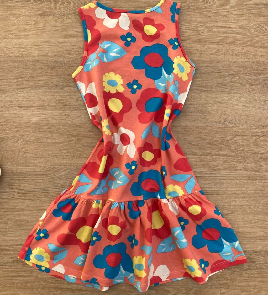 fernandaramoskids com br Vestido Infantil Feminino Curto Evase Estampa Floral Rosa 1