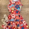 Vestido Infantil Feminino Curto Evase Estampa Floral Rosa Fernanda Ramos Kids