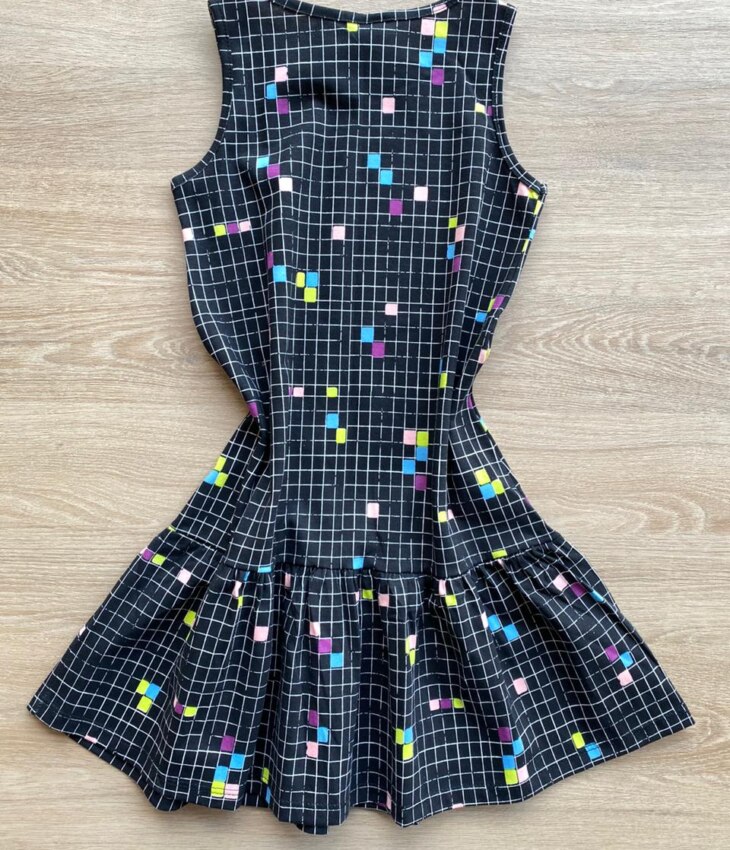 fernandaramoskids com br Vestido Infantil Feminino Curto Evase Estampado Preto 1