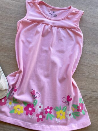 fernandaramoskids com br Vestido Infantil Feminino Curto Evase Rosa com Estampa 1