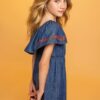 fernandaramoskids com br Vestido Infantil Feminino Curto Jeans Detalhe Bordado 1