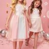 Vestido Infantil Feminino Curto Tule Arco Íris Fernanda ramos kids