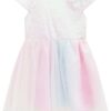 fernandaramoskids com br Vestido Infantil Feminino Curto Tule Arco Íris 2