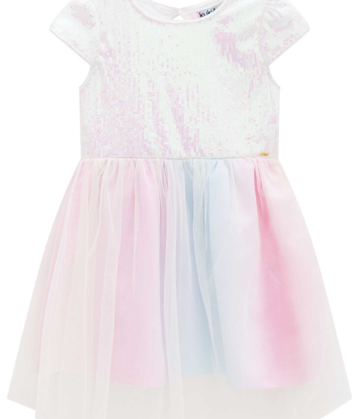 fernandaramoskids com br Vestido Infantil Feminino Curto Tule Arco Íris 2