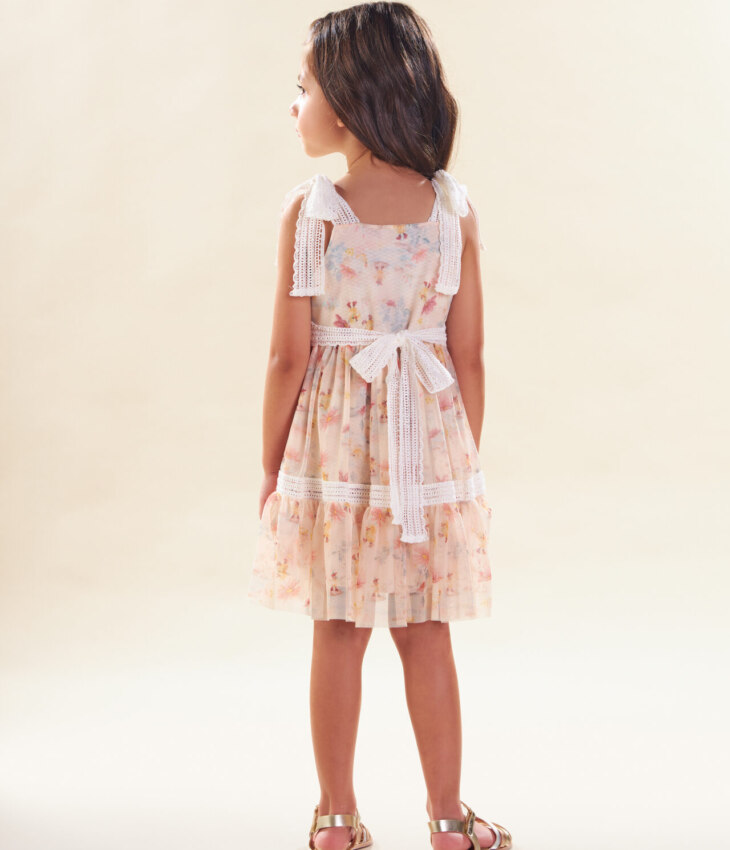 fernandaramoskids com br Vestido Infantil Feminino Curto Tule Com Detalhe em Guipir Floral 1