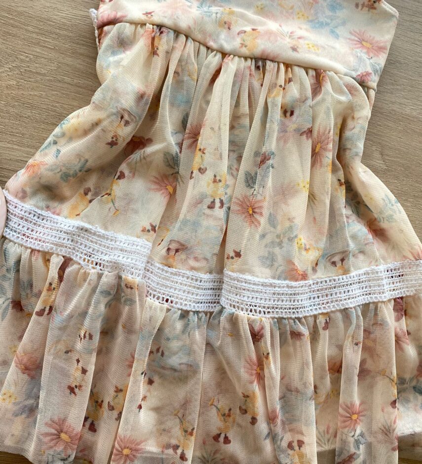 fernandaramoskids com br Vestido Infantil Feminino Curto Tule Com Detalhe em Guipir Floral 4