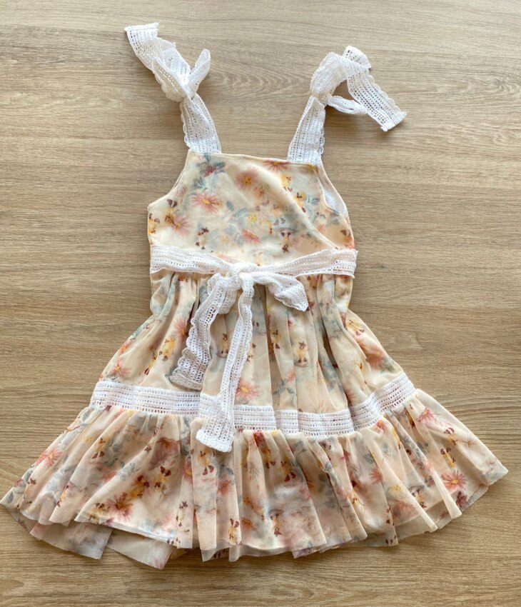 fernandaramoskids com br Vestido Infantil Feminino Curto Tule Com Detalhe em Guipir Floral 5