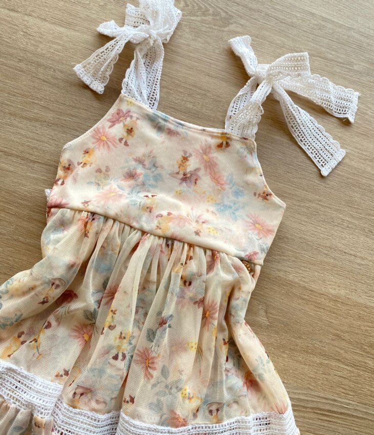 fernandaramoskids com br Vestido Infantil Feminino Curto Tule Com Detalhe em Guipir Floral 3