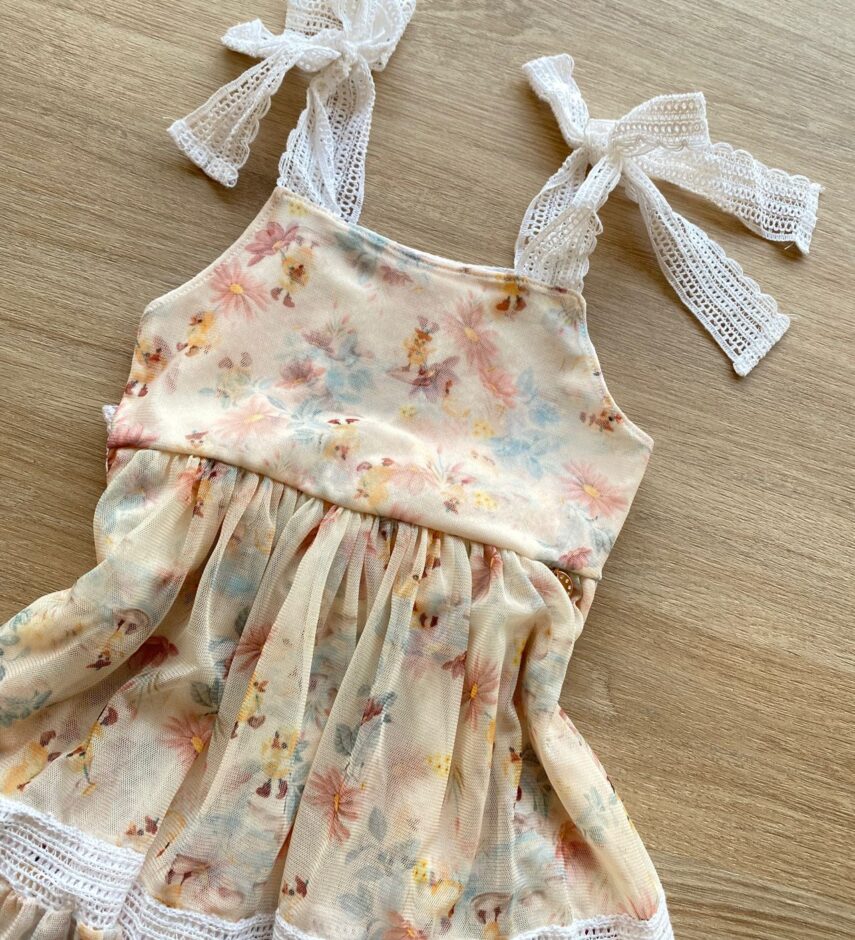 fernandaramoskids com br Vestido Infantil Feminino Curto Tule Com Detalhe em Guipir Floral 3