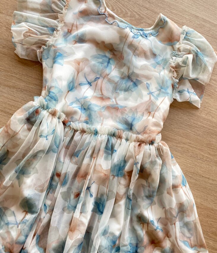 fernandaramoskids com br Vestido Infantil Feminino Curto Tule Detalhe em Bordado 4