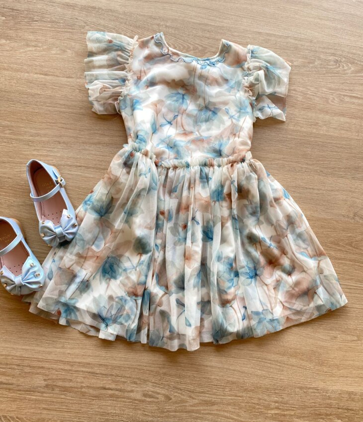 fernandaramoskids com br Vestido Infantil Feminino Curto Tule Detalhe em Bordado 2
