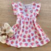 Vestido Infantil Feminino de Malha Estampa Corações Off White Fernanda Ramos Kids