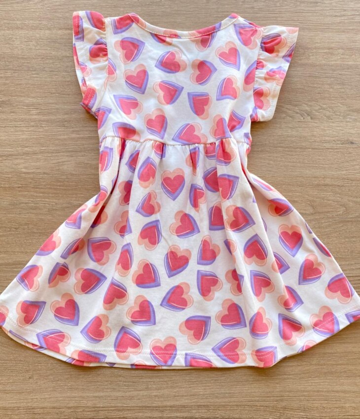 fernandaramoskids com br Vestido Infantil Feminino de Malha Estampa Corações Off White 2