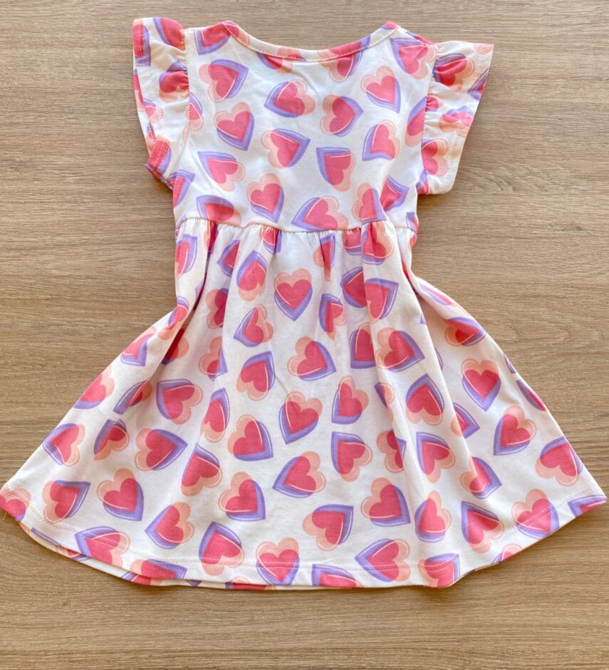 fernandaramoskids com br Vestido Infantil Feminino de Malha Estampa Corações Off White 2