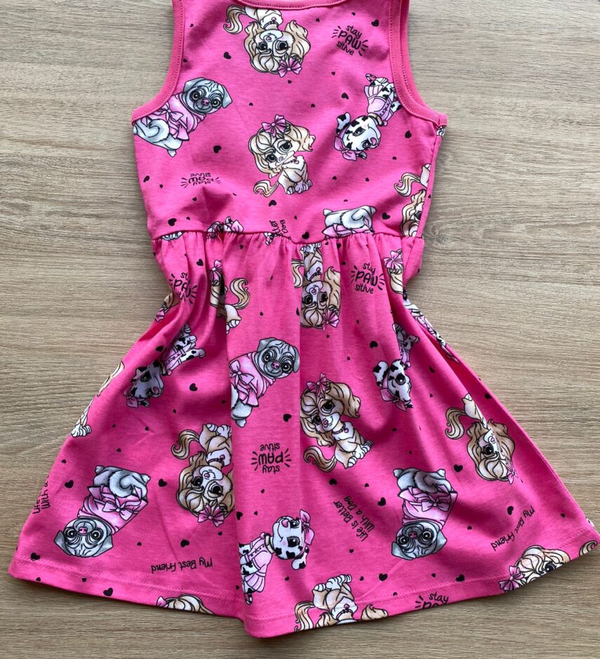 fernandaramoskids com br Vestido Infantil Feminino de Malha Estampa de Animais Rosa 2