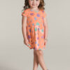 Vestido Infantil Feminino de Malha Estampa de Frutinhas Laranja Fernanda ramos kids
