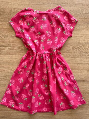 fernandaramoskids com br Vestido Infantil Feminino de Malha Estampa de Morangos Pink 1