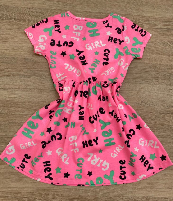 fernandaramoskids com br Vestido Infantil Feminino de Malha Estampado Pink Flúor 2