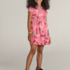 Vestido Infantil Feminino de Malha Estampado Pink Flúor Fernanda ramos kids