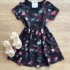 Vestido Infantil Feminino de Malha Estampado Preto Fernanda Ramos Kids