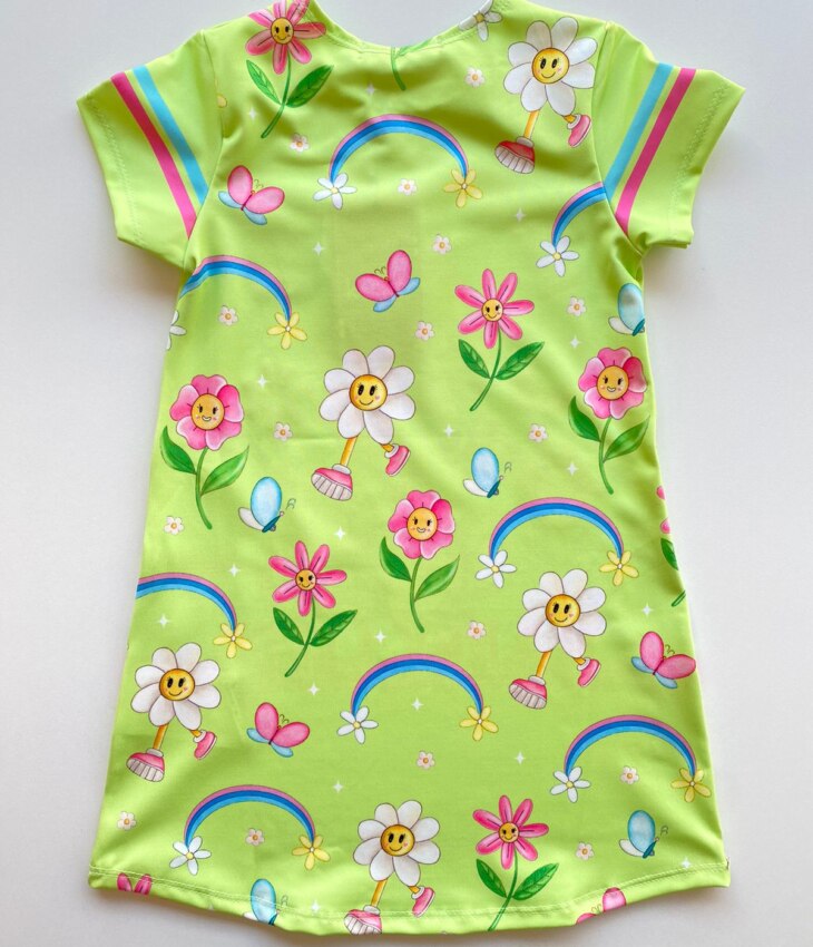 fernandaramoskids com br Vestido Infantil Feminino Estampa de Urso Happy Mind Verde 2