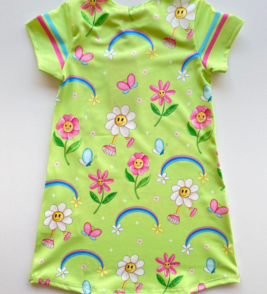 fernandaramoskids com br Vestido Infantil Feminino Estampa de Urso Happy Mind Verde 2
