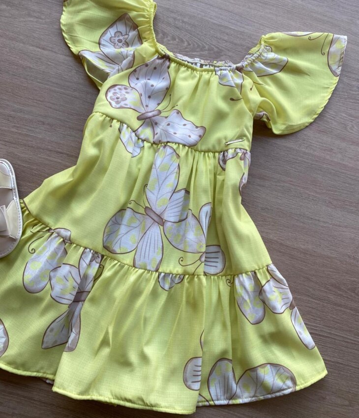 fernandaramoskids com br Vestido Infantil Feminino Estampado Fundo Amarelo 2
