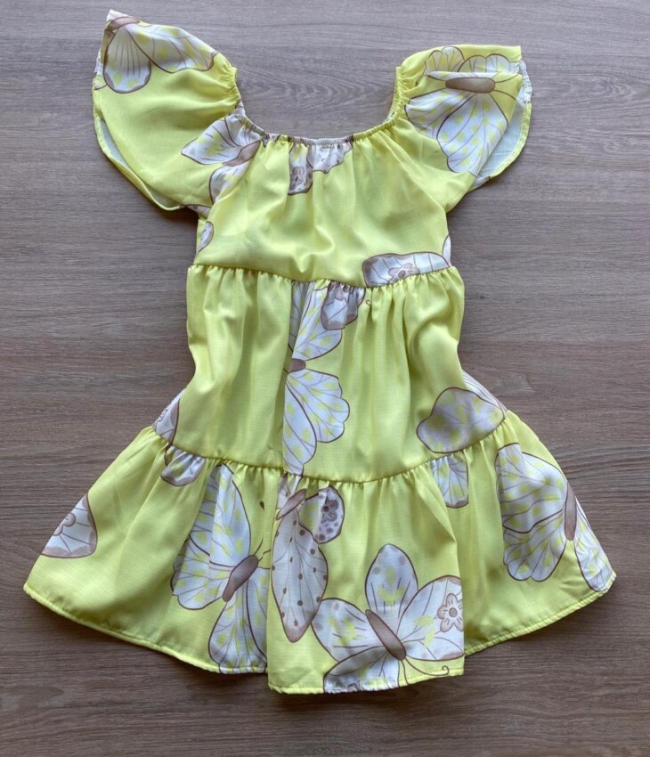 fernandaramoskids com br Vestido Infantil Feminino Estampado Fundo Amarelo 3