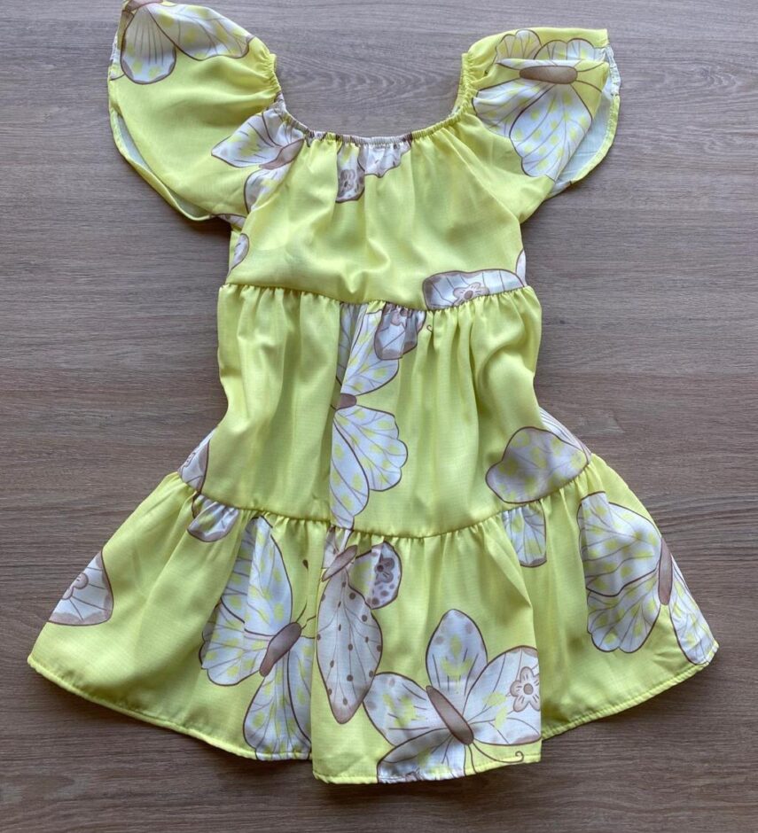 fernandaramoskids com br Vestido Infantil Feminino Estampado Fundo Amarelo 3