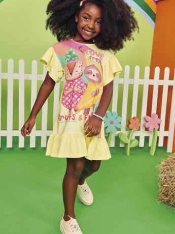Vestido Infantil Feminino Estampado Love Fresh Fernanda ramos kids