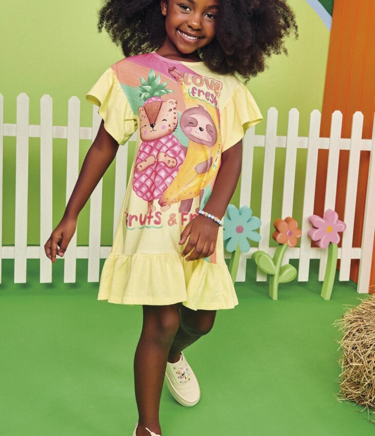 Vestido Infantil Feminino Estampado Love Fresh Fernanda ramos kids