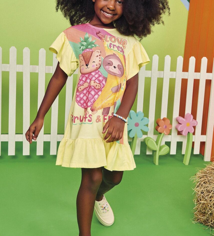 Vestido Infantil Feminino Estampado Love Fresh Fernanda ramos kids