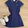 Vestido Infantil Feminino Gola Polo Malha Piquet Azul Marinho Fernanda Ramos Kids