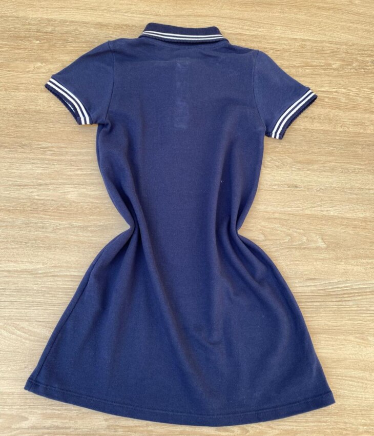 fernandaramoskids com br Vestido Infantil Feminino Gola Polo Malha Piquet Azul Marinho 2