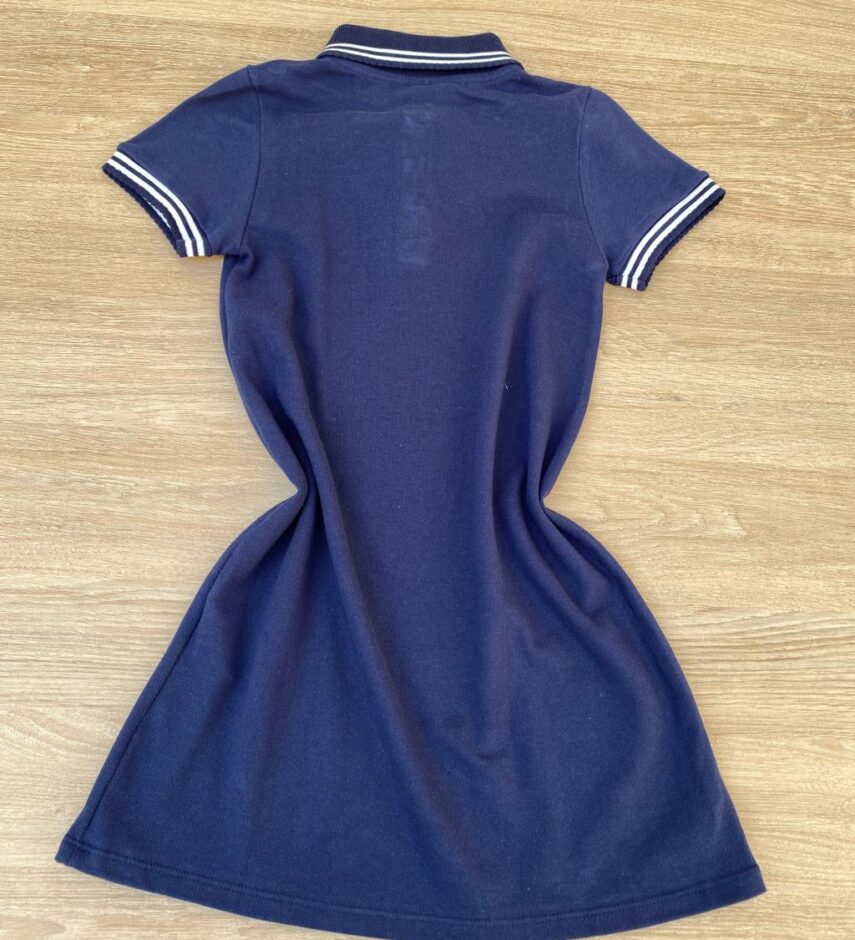 fernandaramoskids com br Vestido Infantil Feminino Gola Polo Malha Piquet Azul Marinho 2