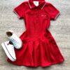Vestido Infantil Feminino Gola Polo Malha Piquet Vermelho Fernanda Ramos Kids
