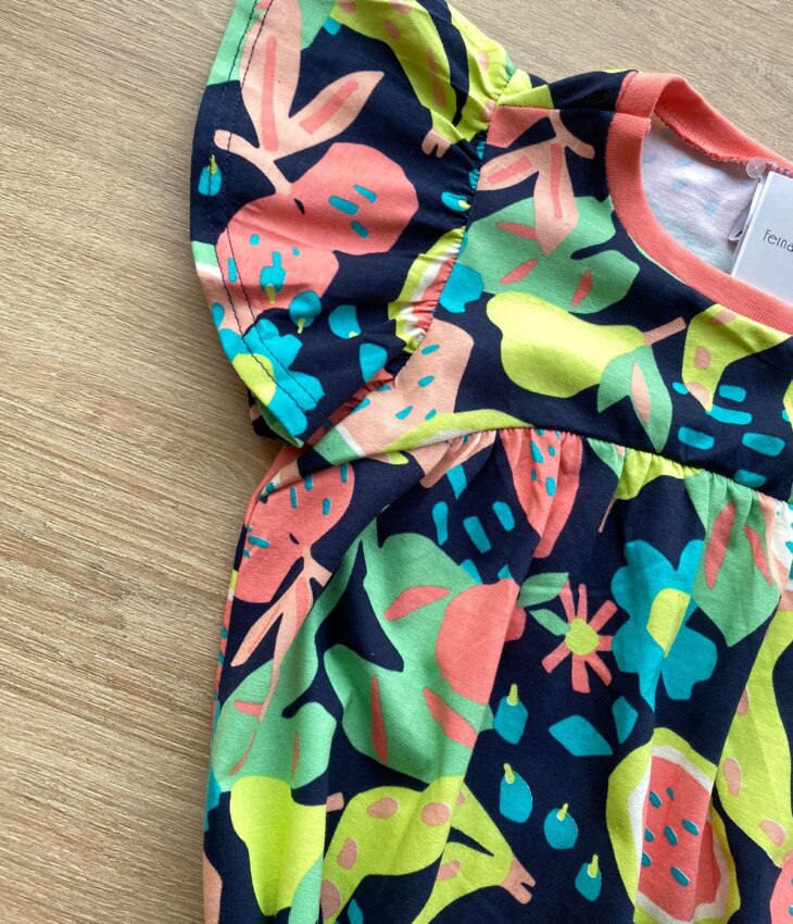 fernandaramoskids com br Vestido Infantil Feminino Linha A Estampado Fundo Azul Marinho 2