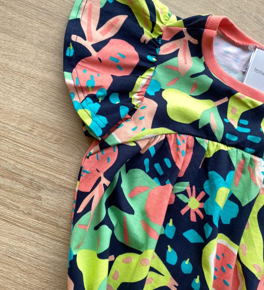 fernandaramoskids com br Vestido Infantil Feminino Linha A Estampado Fundo Azul Marinho 2