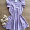 Vestido Infantil Feminino Manga com Babados Lilás Fernanda Ramos Kids